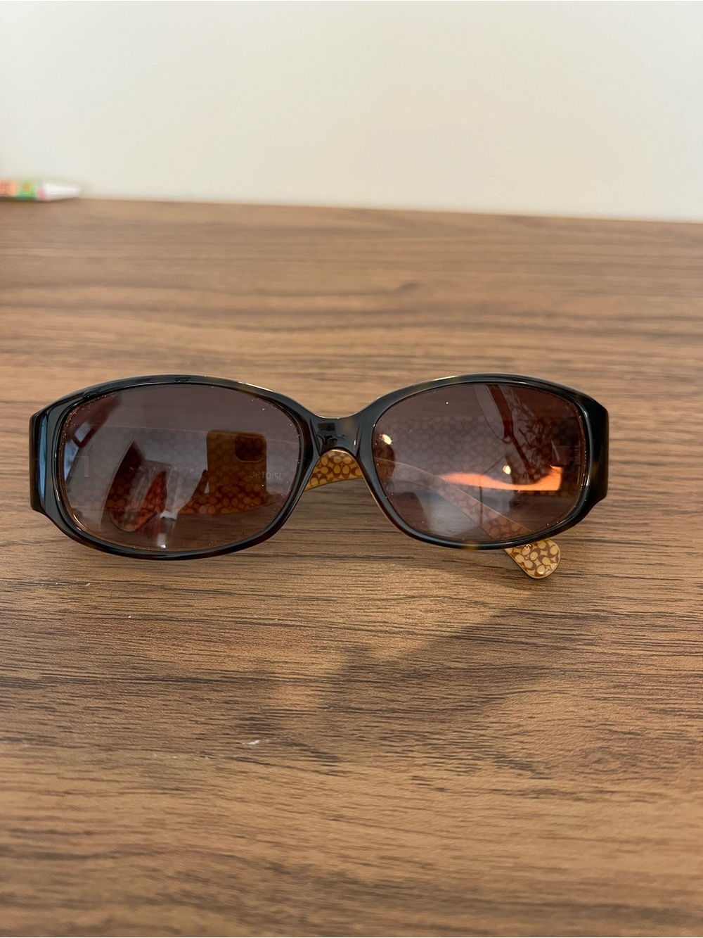 Coach Brown Gradient Oval Sunglasses with Tortoise Temples